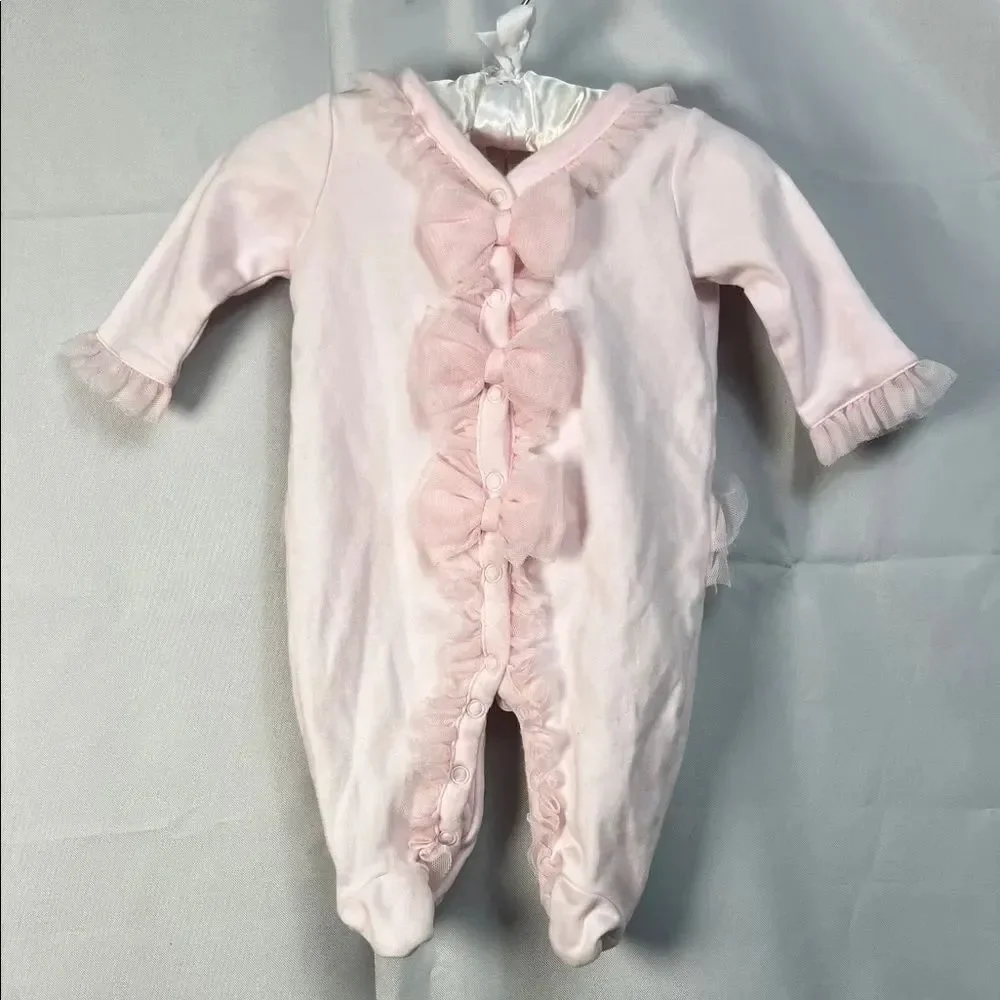 FAO pink ruffles and bows one piece footed jumpsuit size newborn